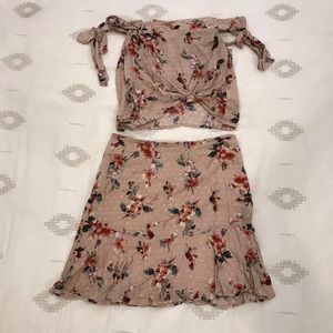 L + W High waisted Skirt & off shoulder set